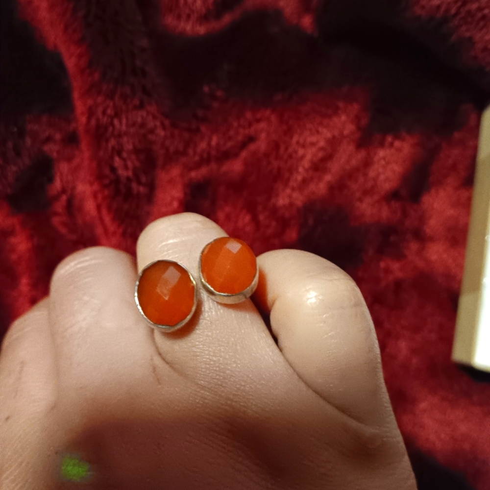 Double stone 925 carnelian ring